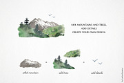watercolor landscape creator clipart, a Decorative Illustration by LyubovZaytseva (Thumbnail 9 of 27)