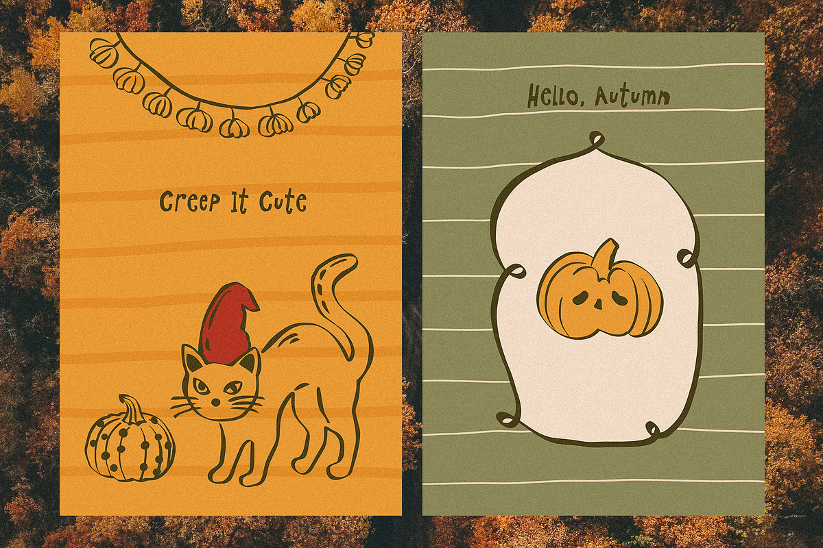Autumn Halloween hand drawn set, a Seasonal Illustration by Madiwaso (Photo 6 of 12)