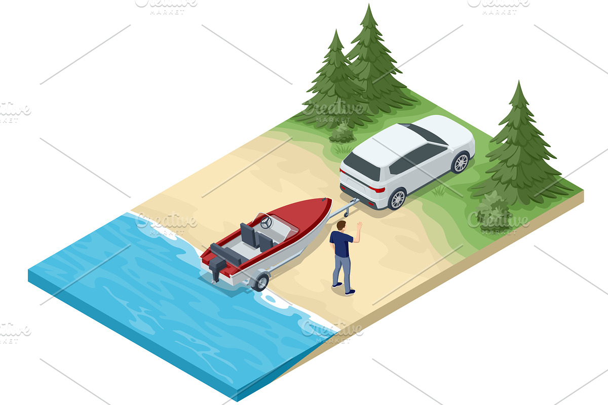 An isometric illustration of a man, a Transportation Illustration by Golden Sikorka