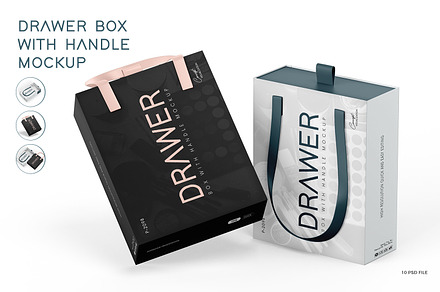 Sliding Gift Box Mockup with Handle, a Packaging Mockup by RamStudio2