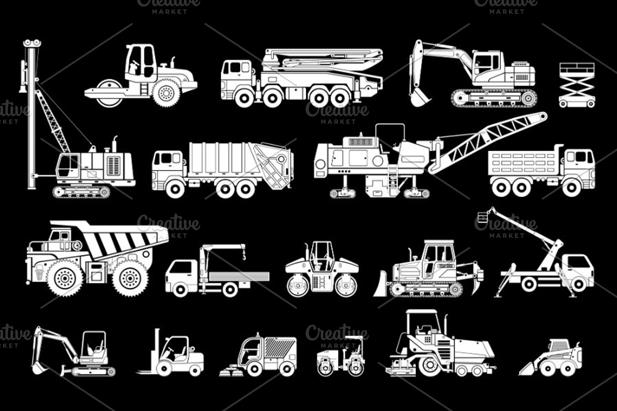 Big set of construction equipment, a Transportation Illustration by WINS Doodle shop (Photo 6 of 7)