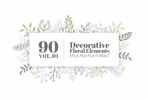 90 Decorative Floral Elements Vol.01