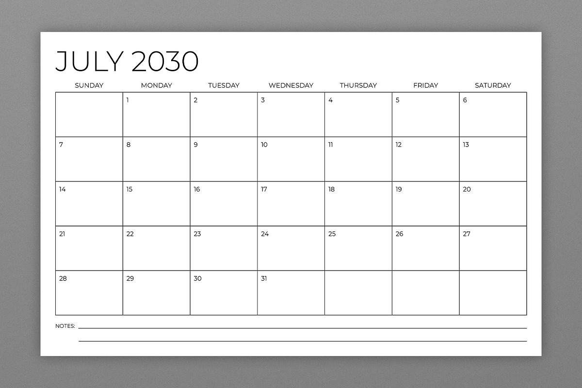 2030 11x17 Calendar Template, a Stationery Template by Running With Foxes (Photo 3 of 5)