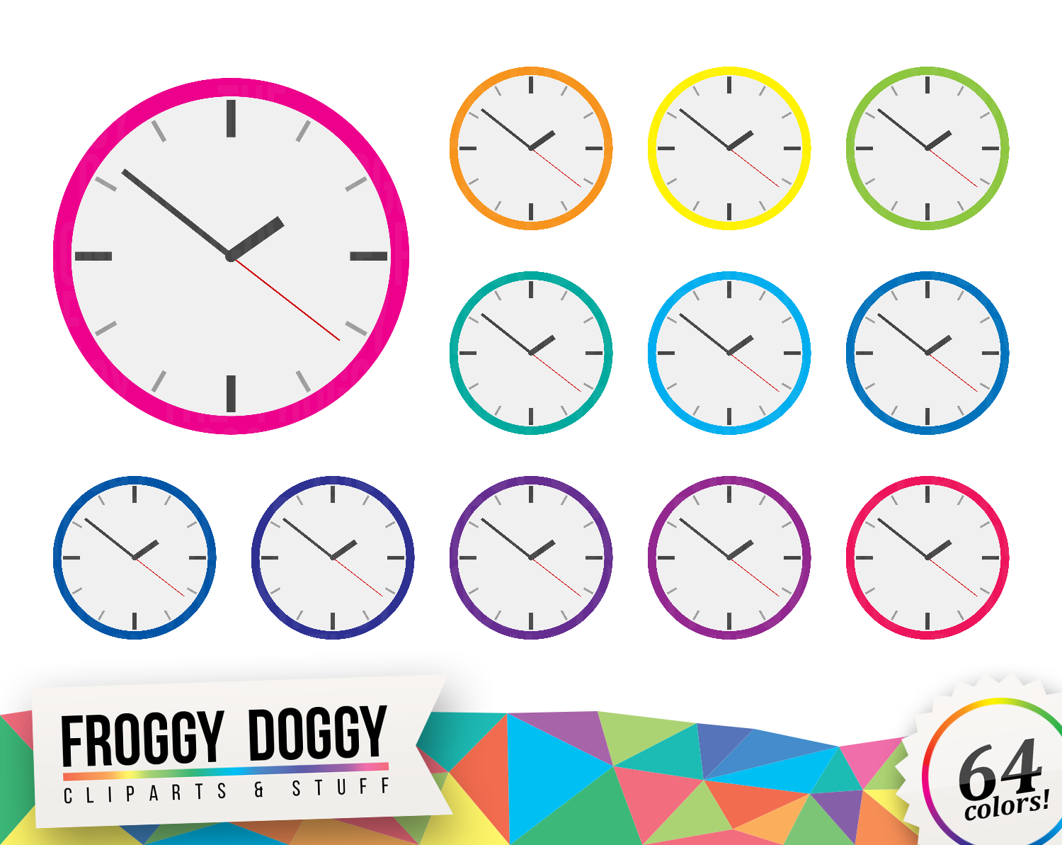 Clock Clipart, an Illustration by TheFroggyDoggy