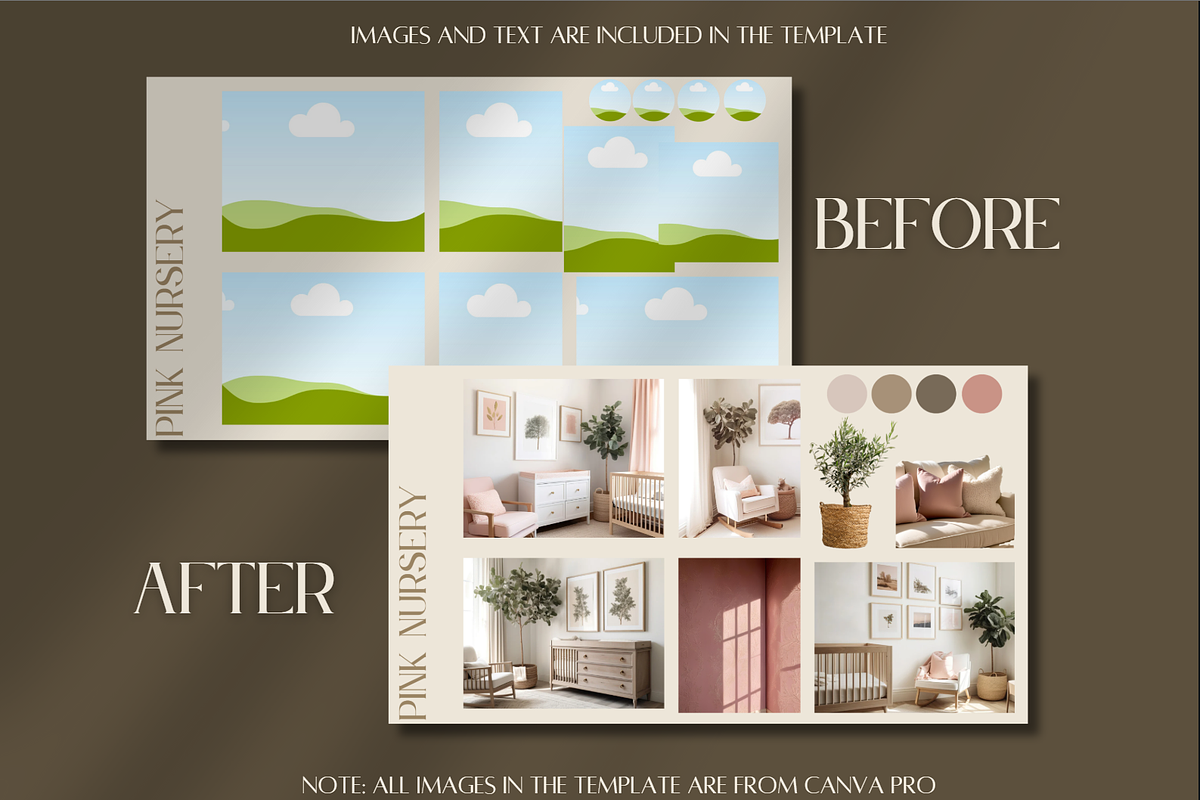 Pink Nursery Mood board Template, a Templates & Theme by TespinDesign (Photo 3 of 4)