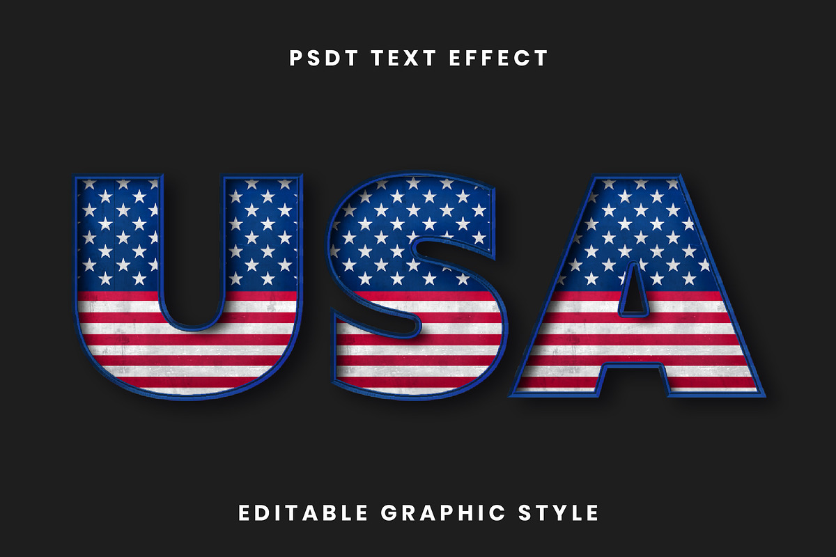 USA Flag Texture Text Effect
