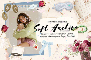 Soft Archive Scrapbook Collage Kit, an Object Graphic by DreamoraArt