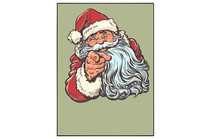 Pop Art Retro Santa Claus points, an Object Illustration by studiostoks