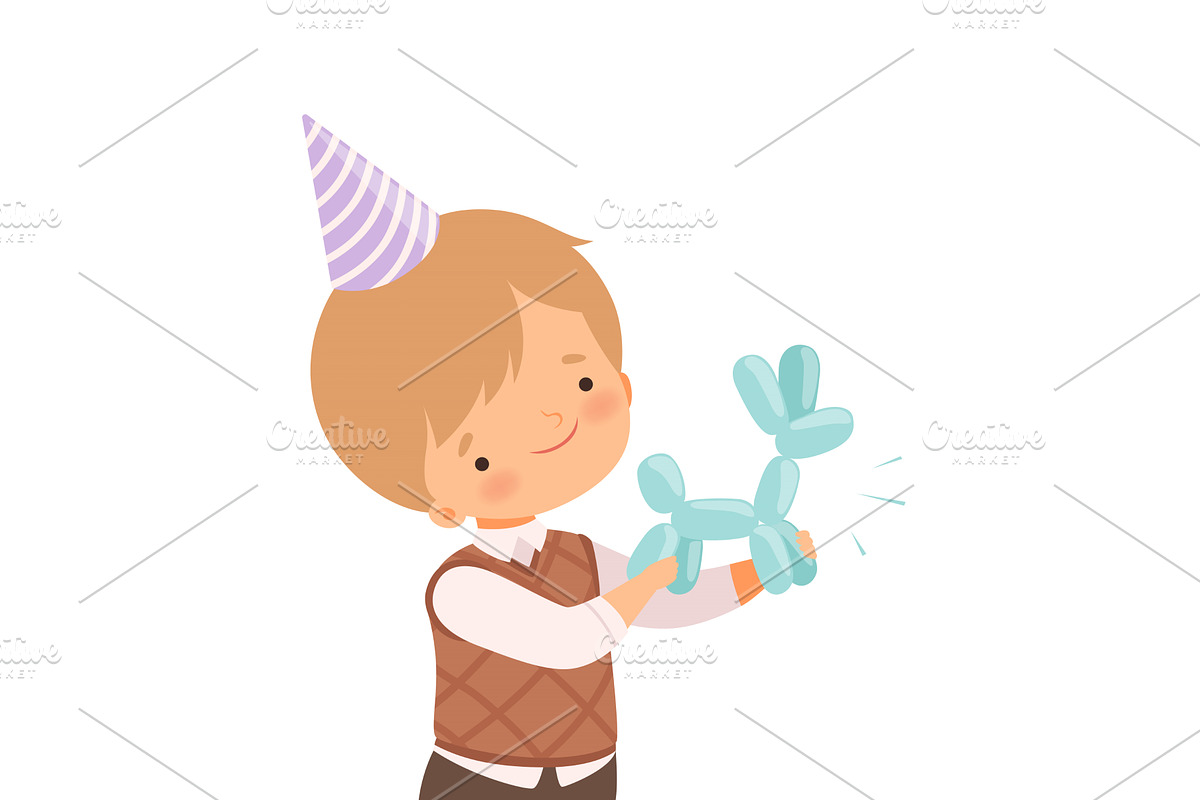 Little Boy Wearing Birthday Hat, a Person Illustration by TopVectors