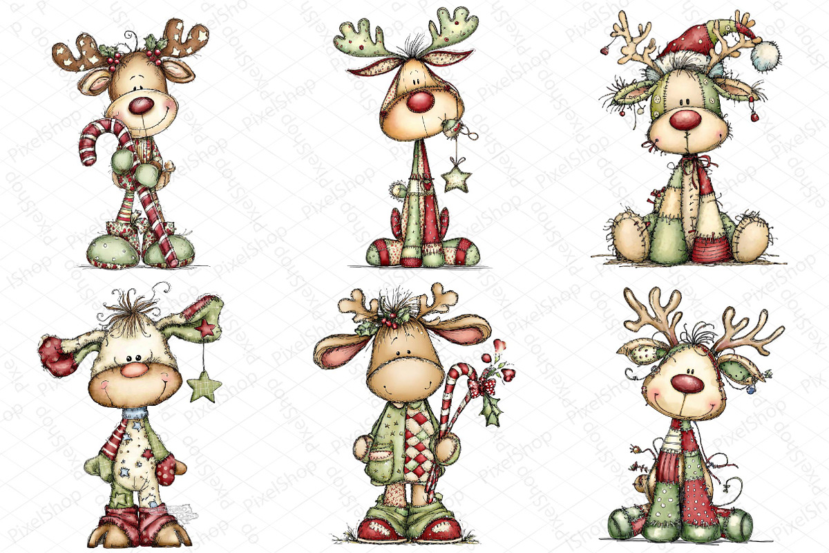 Whimsical Patchwork Reindeer Clipart, an Illustration by DreamPrint404 (Photo 4 of 7)