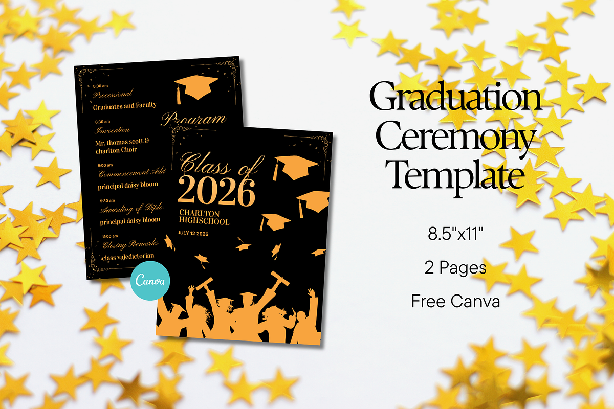 Graduation Ceremony Program Template, a Stationery Template by Anna Design Studio (Photo 1 of 5)