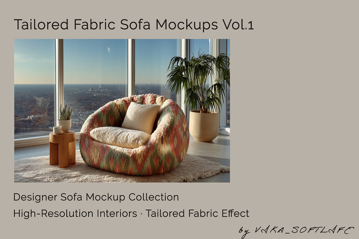 Tailored Fabric Sofa Mockups, a Household Mockup by Vika_Softlife (Photo 1 of 9)