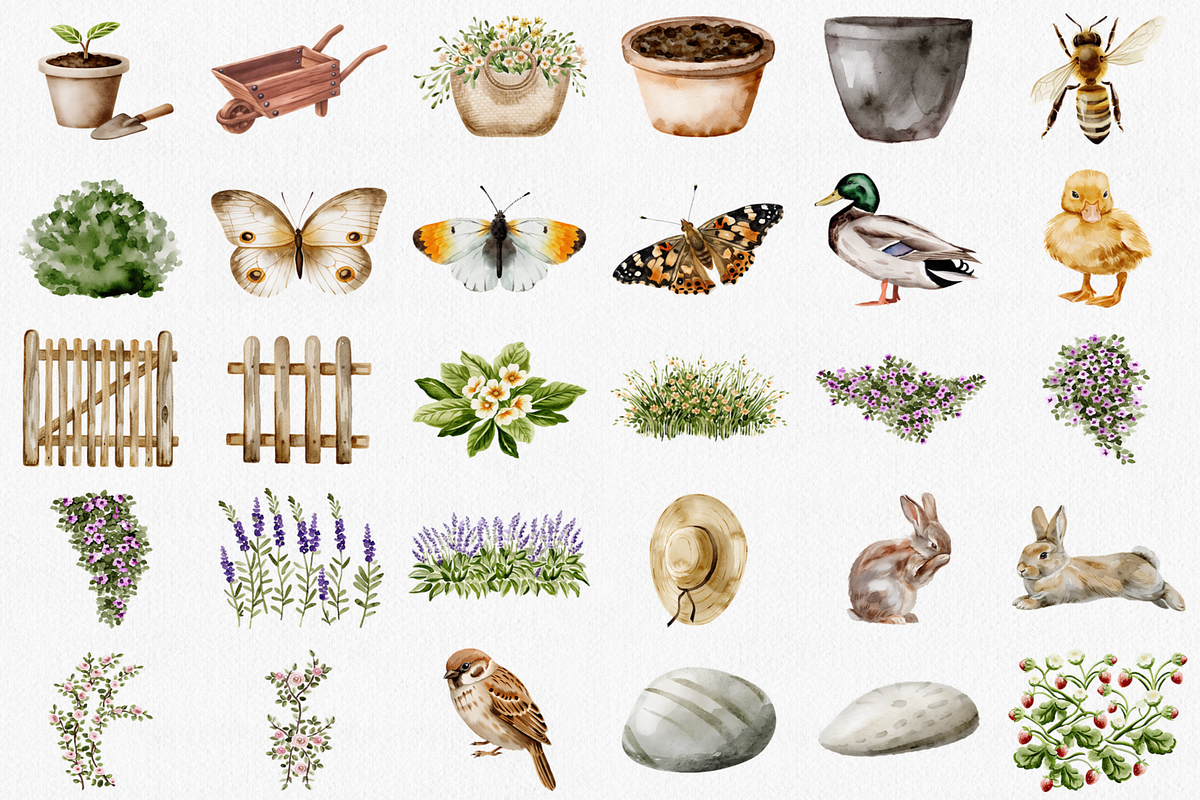Watercolor Gardening Clipart Set, an Illustration by CropUp Creative (Photo 3 of 4)