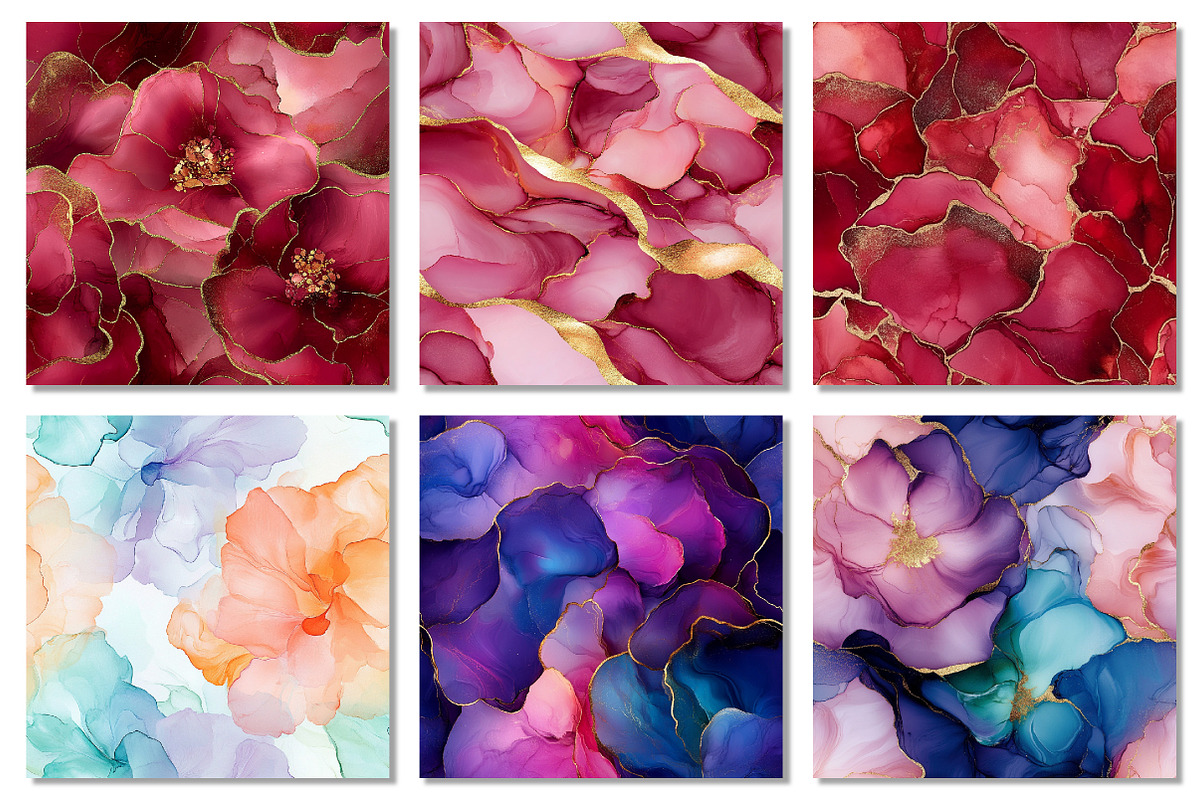 Floral Marble Alcohol Ink Paper, a Texture Graphic by Dream Creation (Photo 2 of 7)
