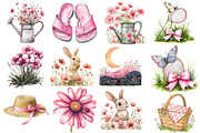 Pink Summer Meadow Clipart, an Illustration by Watercolor design (Thumbnail 2 of 5)