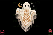 Boho Ghost with Floral Poncho, a Graphic by Moss Rose (Thumbnail 1 of 3)