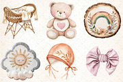 Baby Shower Clipart,Boho Nursery Cli, an Illustration by DreamCafeArt (Thumbnail 2 of 7)