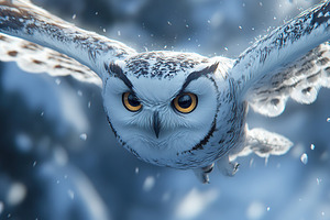 Beautiful owl flying with outstretched wings, an Animal Photo by AlyaAnd