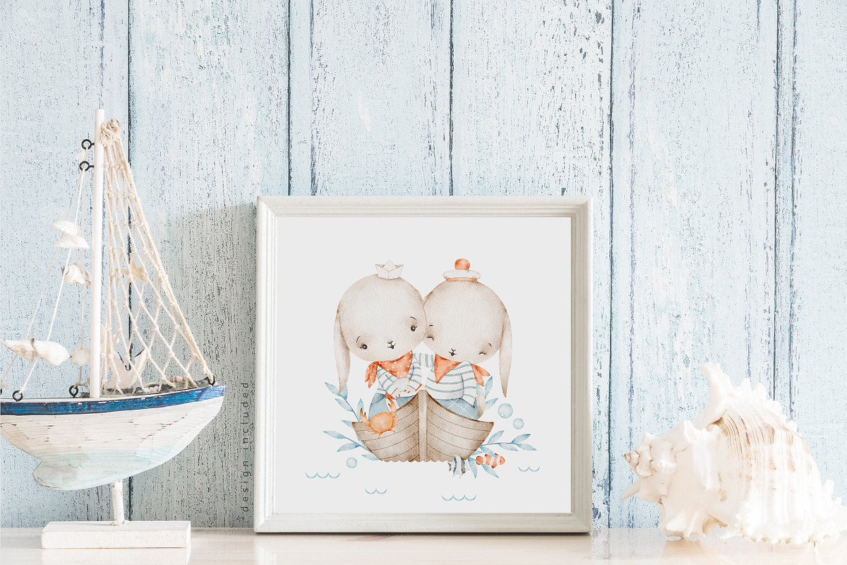LITTLE SAILOR watercolor set, an Animal Illustration by erasovas (Photo 8 of 12)