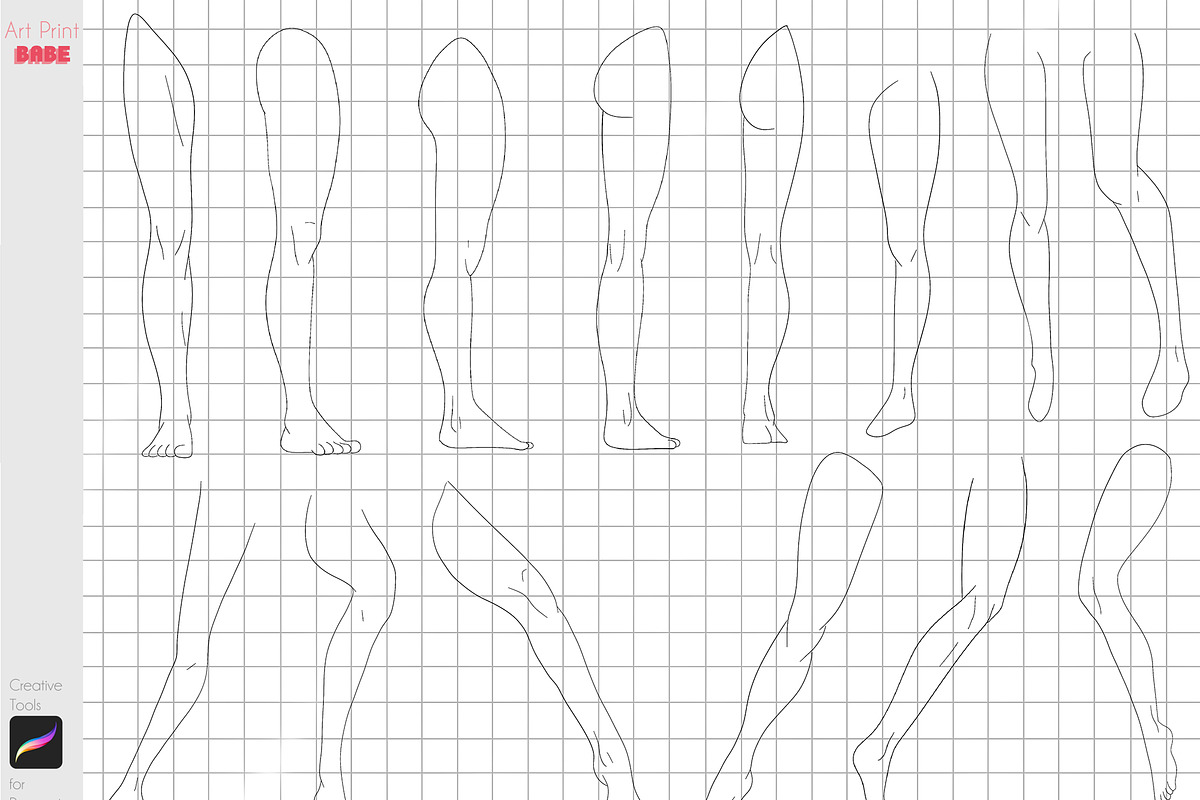 Procreate Anime Body Guides Legs, a Brush Add-On by ArtPrintBabe (Photo 2 of 3)