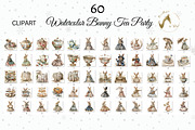 Watercolor Bunny Tea Party Clipart, an Illustration by NiiiNArt (Thumbnail 2 of 10)