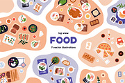 Food, dishes on tables, top view set, a Food Illustration by Good Studio (Thumbnail 1 of 7)