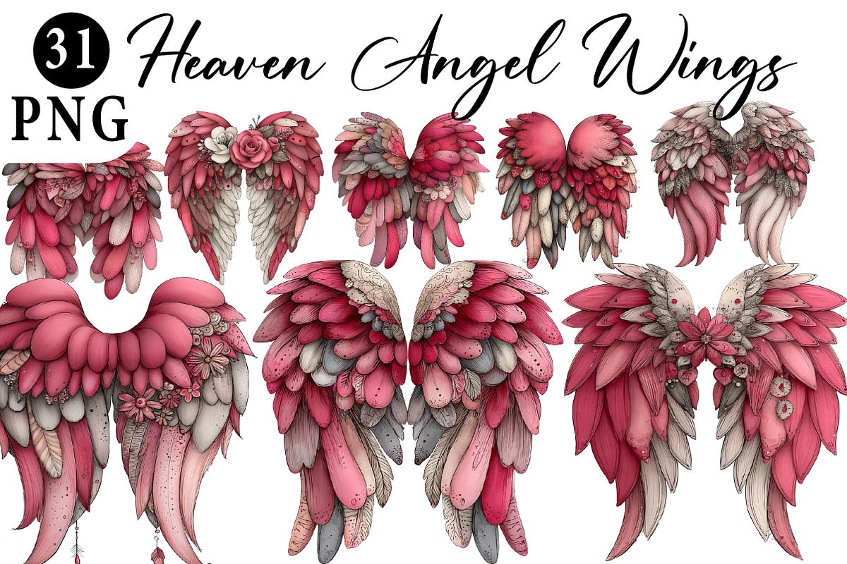 Heaven Angel Wings Sublimation Clipa, an Illustration by Daily.Designs (Photo 1 of 5)