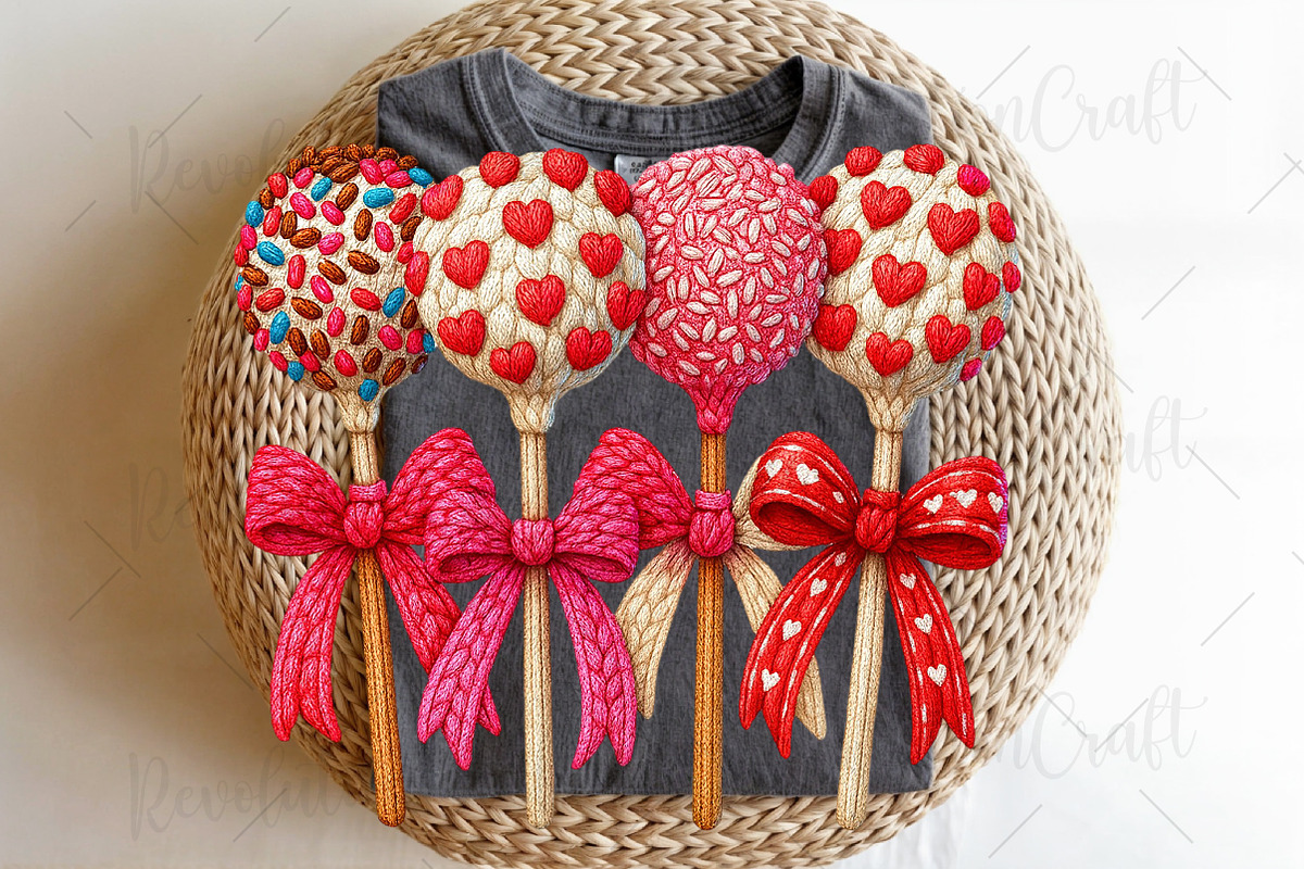 Faux Crochet Valentines Lollipop Png, an Illustration by OK Design (Photo 4 of 6)