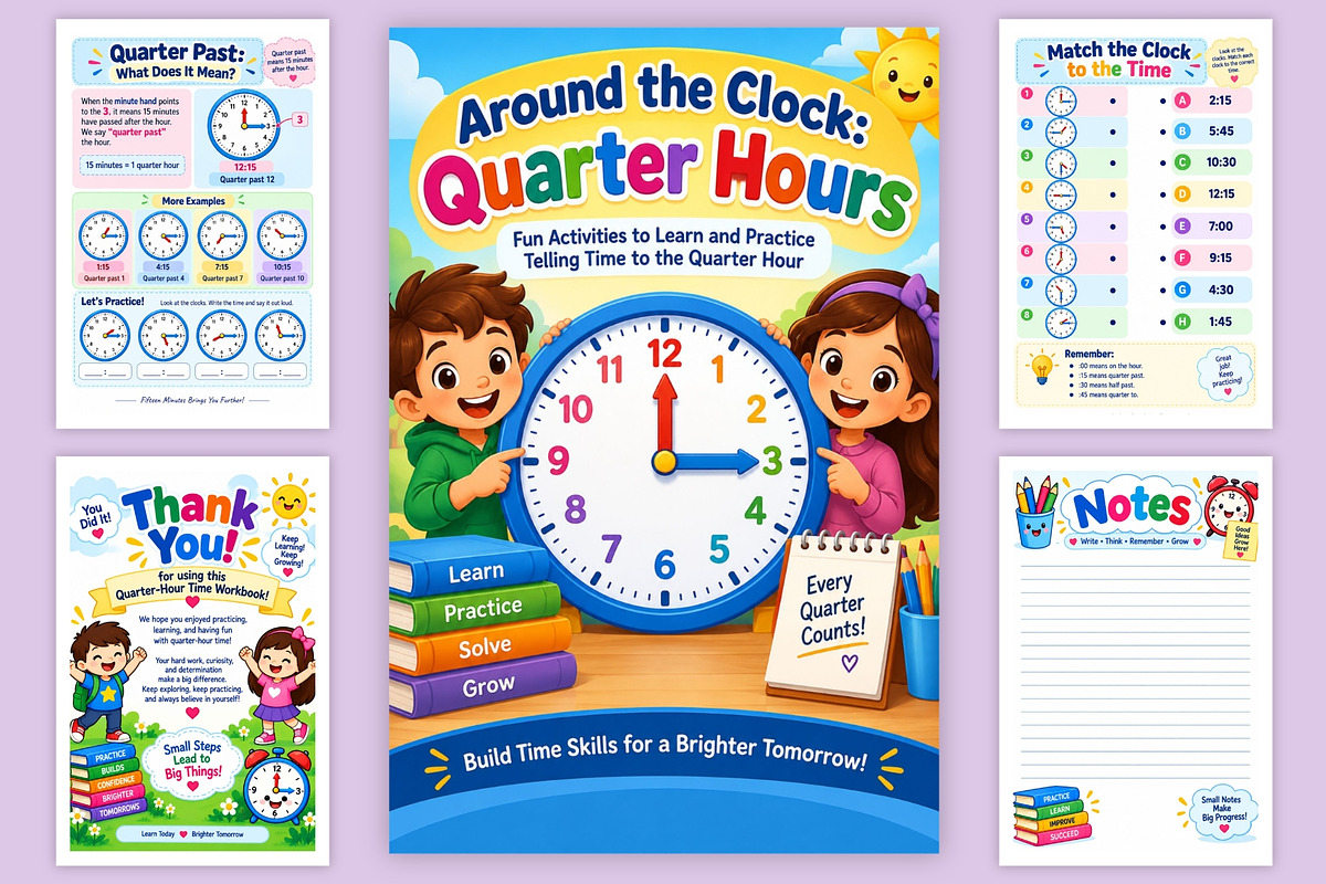 Around the Clock: Quarter Hours, a Stationery Template by Designmela01 (Photo 6 of 6)