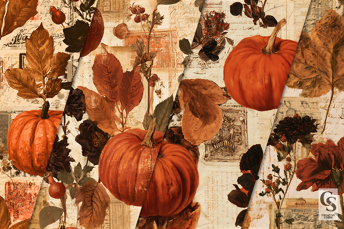 Vintage Autumn Junk Journal Paper, a Pattern Graphic by Creative Store (Photo 2 of 5)