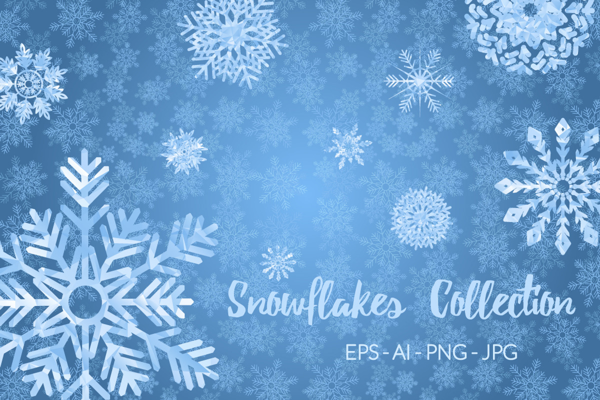 Snowflakes Vector Collection, a Background Graphic by Elinorka (Photo 1 of 4)