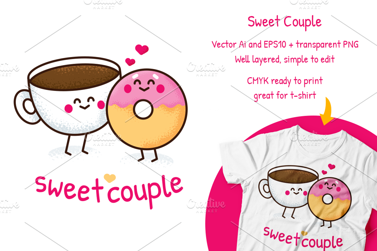 Sweet Couple Valentine's Day clipart, a Food Illustration by Manudesign (Photo 1 of 3)