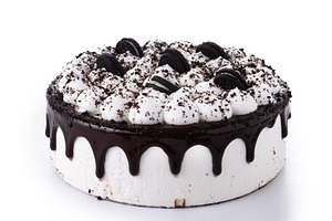 Chocolate and Cream Cake with Cookies on White Background, a Food & Drink Photo by etorres69