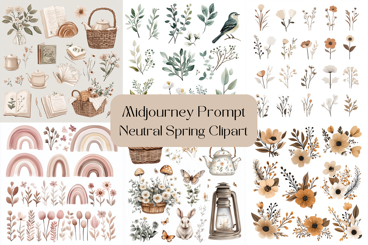 Prompt Neutral Spring Clipart, a Seasonal Illustration by Creative design (Photo 1 of 7)