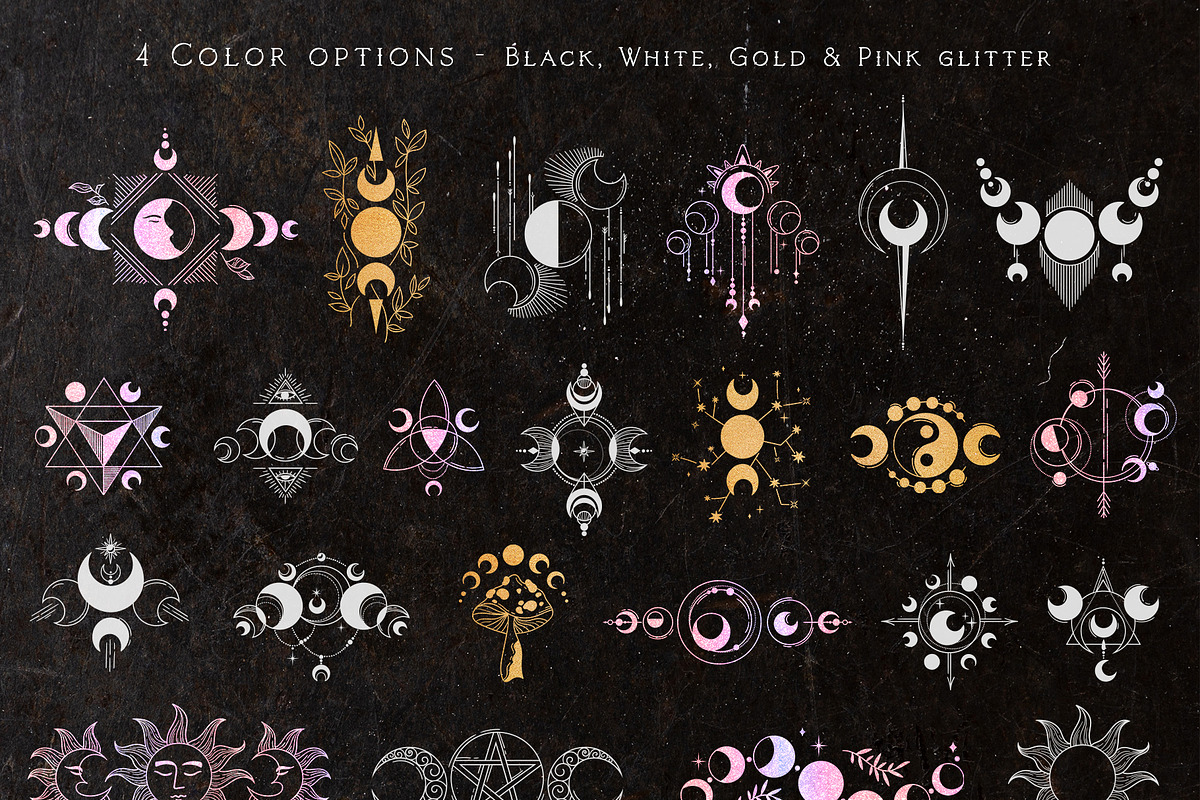 Moon flowers - celestial graphic kit, an Illustration by My Space Garden (Photo 11 of 18)