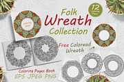 Folk style wreath for coloring, a Brushes & More by dnapslvsk (Thumbnail 1 of 6)