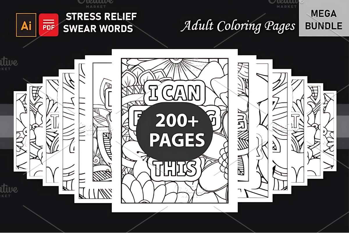 200+ Stress Relief Adult Book, a Decorative Illustration by Design Station (Photo 1 of 3)