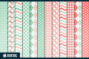 Classic digital paper mint and coral, a Pattern Graphic by Roofdog Design (Thumbnail 2 of 5)