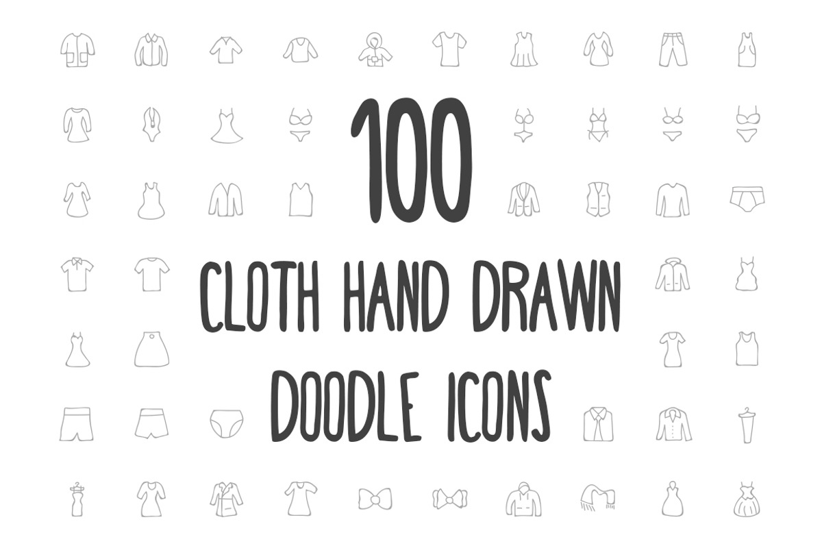 100 Cloth Hand Drawn Doodle Icons, an Outline Icon by Creative Stall (Photo 1 of 3)