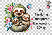 Mother Sloth Holding Baby Sloths PNG, a Graphic by Clipart Bloom (Thumbnail 11 of 11)
