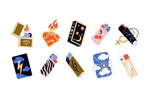 Different lighters set + patterns, an Object Illustration by PaperTrident