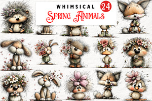 Whimsical Funny Spring Animals, an Animal Illustration by Watercolor design