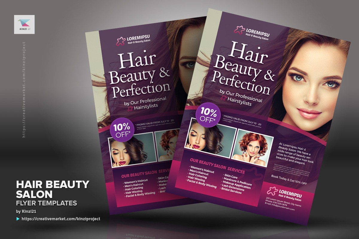 Hair Beauty Salon Flyer Templates, a Flyer Template by kinzi21 (Photo 4 of 4)