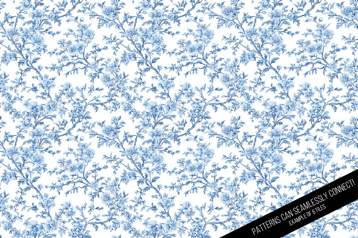 Floral Toile de Jouy Digital Paper, a Pattern Graphic by Chromolume Studio (Photo 4 of 15)