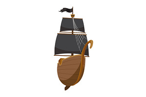 Stylized cartoon pirate ship, a Transportation Illustration by the8monkey