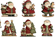Vintage Christmas Santa Clipart, an Illustration by DreamArtGraphic (Thumbnail 3 of 4)
