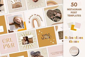 Boho Social Media Templates Canva