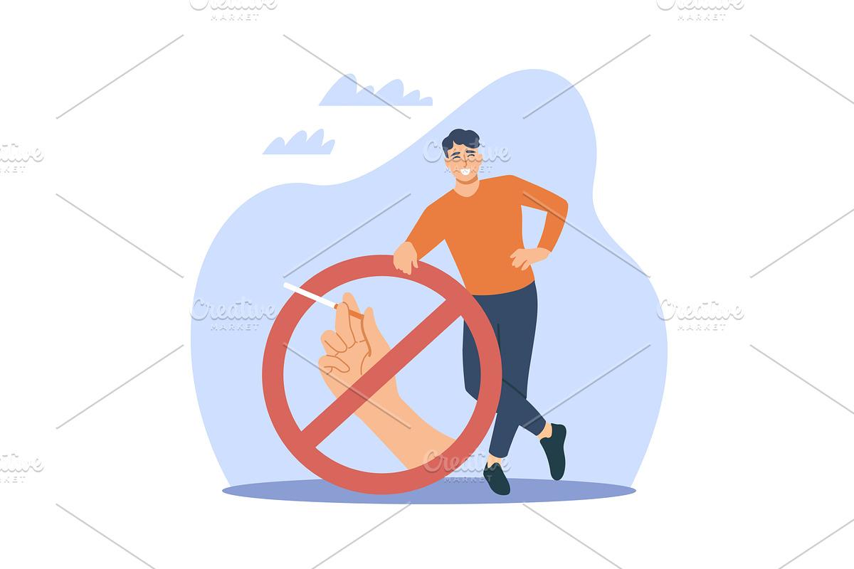 Prohibition of smoking. Guy who quit, an Object Illustration by YummyBuum