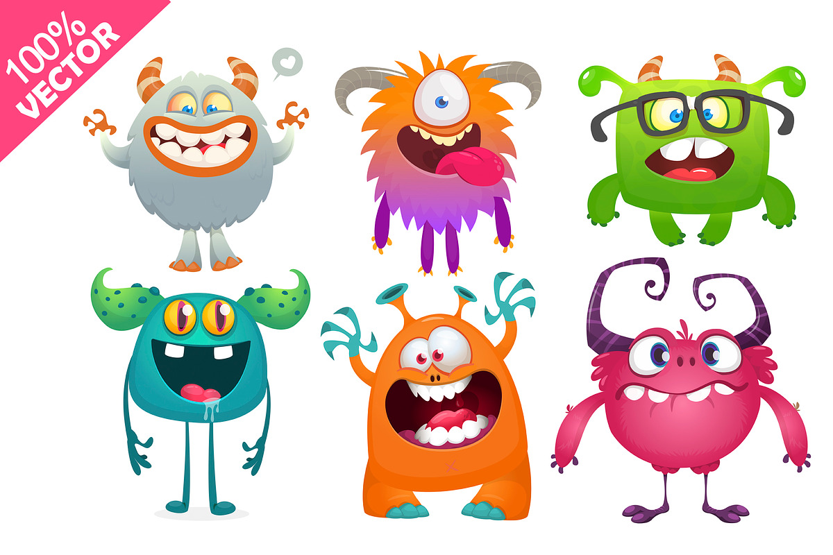 Puffy Pops - 6 Cute Monsters, a Decorative Illustration by D R A W K M A N (Photo 9 of 9)
