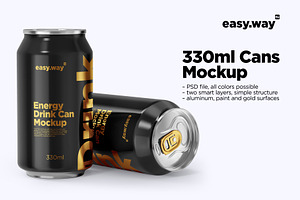 330ml Aluminum Cans PSD Mockup